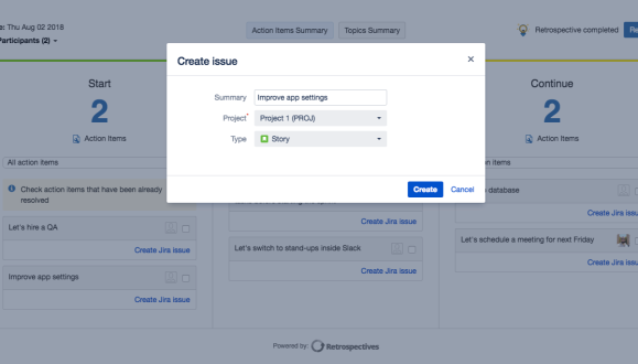 Turn your action items to Jira issues