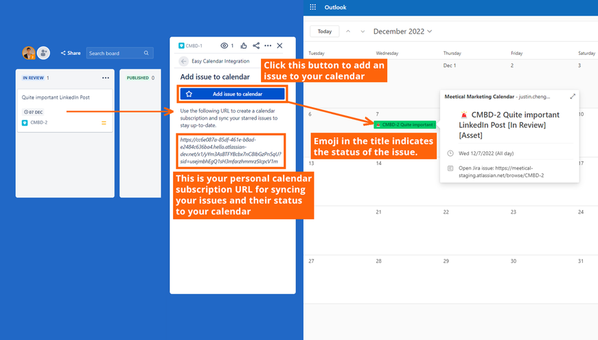 Easy addition of Jira issues to personal calendars