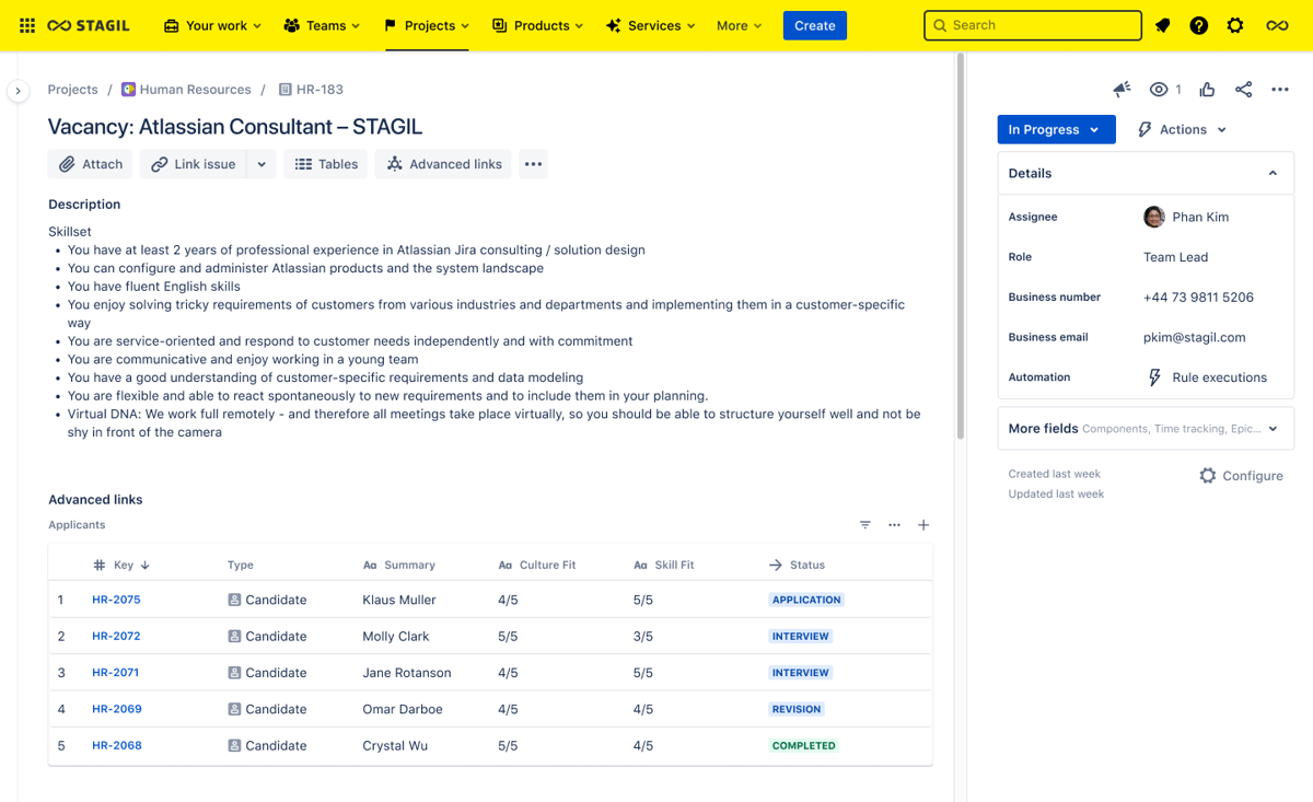 Proceso de reclutamiento eficiente con el software Jira