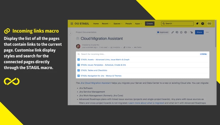 Documentación enlazando con STAGIL Incoming Links para Confluence