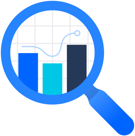 Una ilustración de una lupa sobre un gráfico, representando la importancia de la gestión de auditoría en el SGSI.