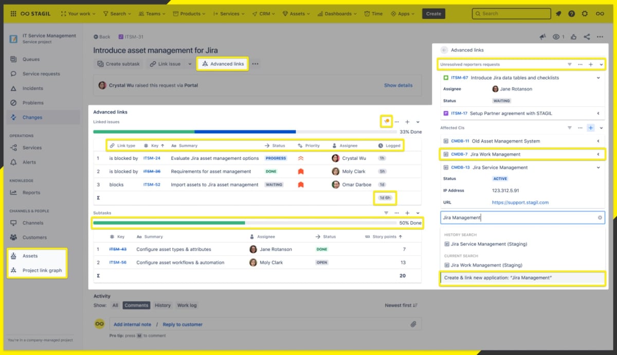 Jira-Native Funktionen im STAGIL Asset Management