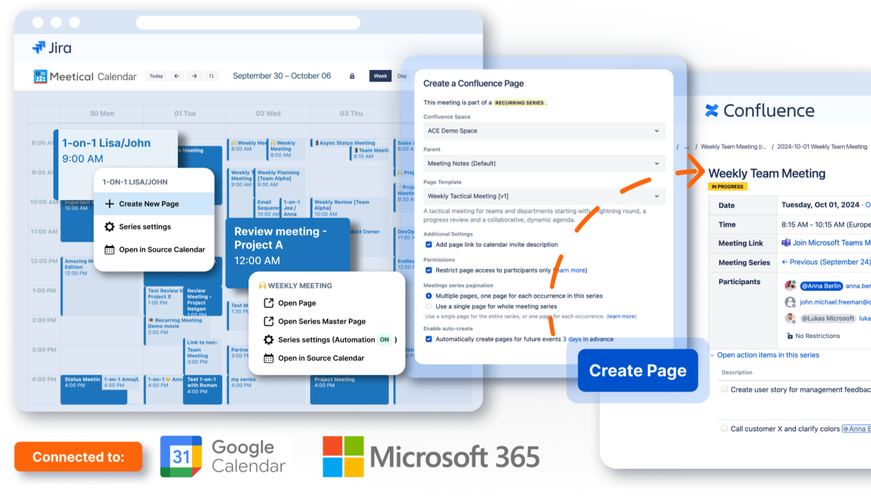 Instant Access to Meetical Calendar in Jira