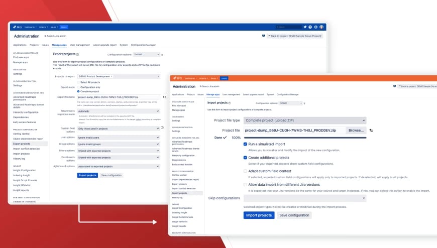 Project Configurator automates the process of manually copying Jira projects and configurations