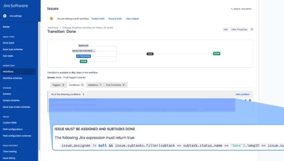 Proceso de alineación dentro de los flujos de trabajo de Jira.